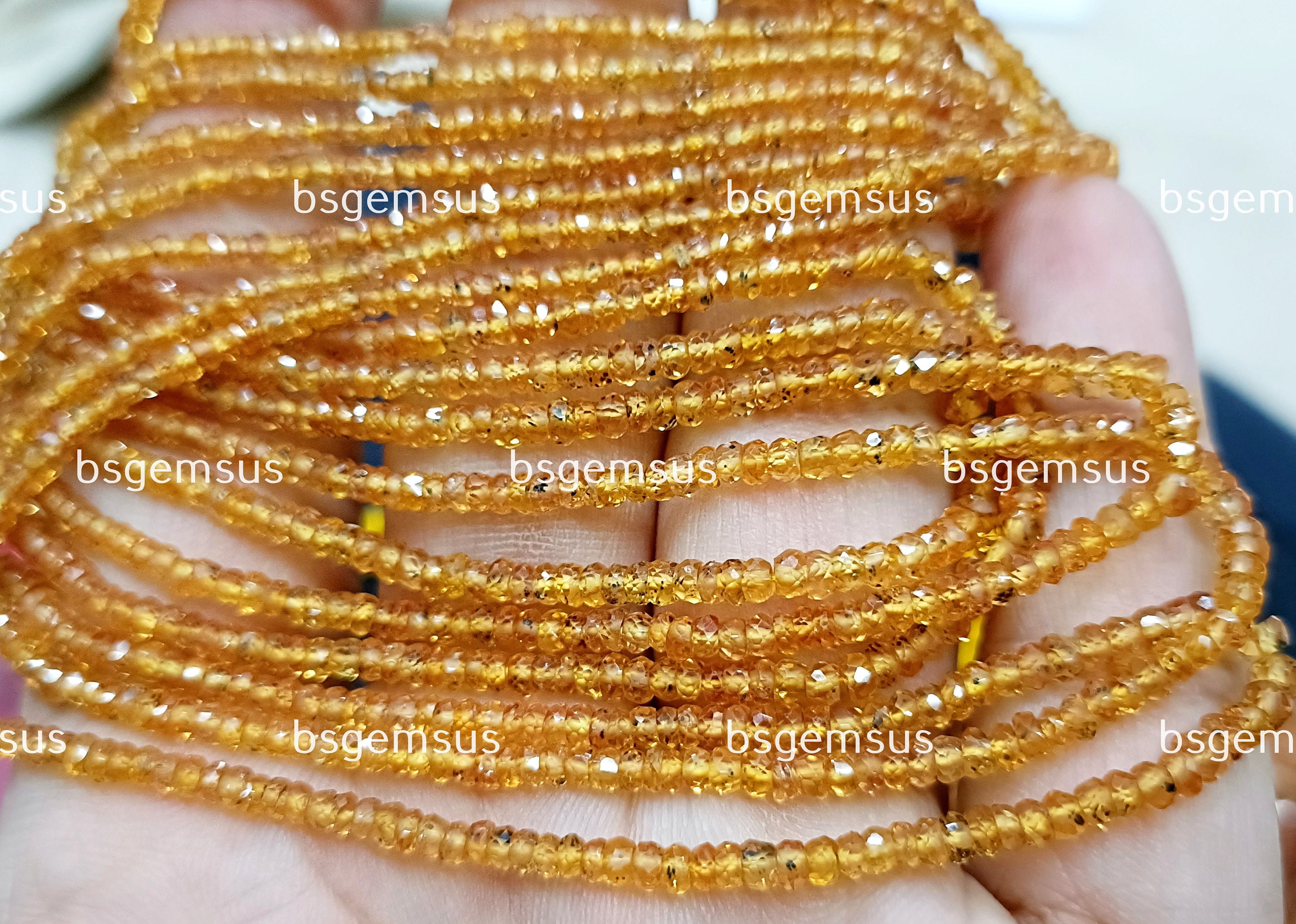 14 Inches Strand, Natural Yellow Sapphire Faceted Rondelles,size.2.50-3m