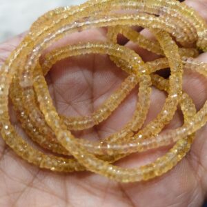 8 Inches Strand,natural Yellow Sapphire Faceted Rondelles,size.3-4. 5m 8 Inches Strand,natural Yellow Sapphire Faceted Rondelles,size.3-4. 5m