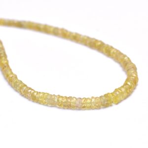 Aaa+ Yellow Sapphire 2.50mm-4mm Graduating Size Faceted Rondelle Beads | 16inch Strand | Lemon Yellow Sapphire Precious Gemstone Loose Beads Aaa+ Yellow Sapphire 2.50mm-4mm Graduating Size Faceted Rondelle Beads | 16inch Strand | Lemon Yellow Sapphire Precious Gemstone Loose Beads