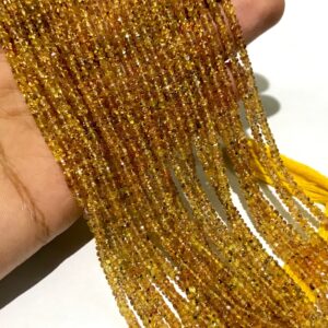AAA++ Golden Sapphire Faceted Rondelle Beads Natural Sonega Yellow Sapphire 3-3.5MM Beads Rare Yellow Sapphire Faceted Beads Sapphire Beads