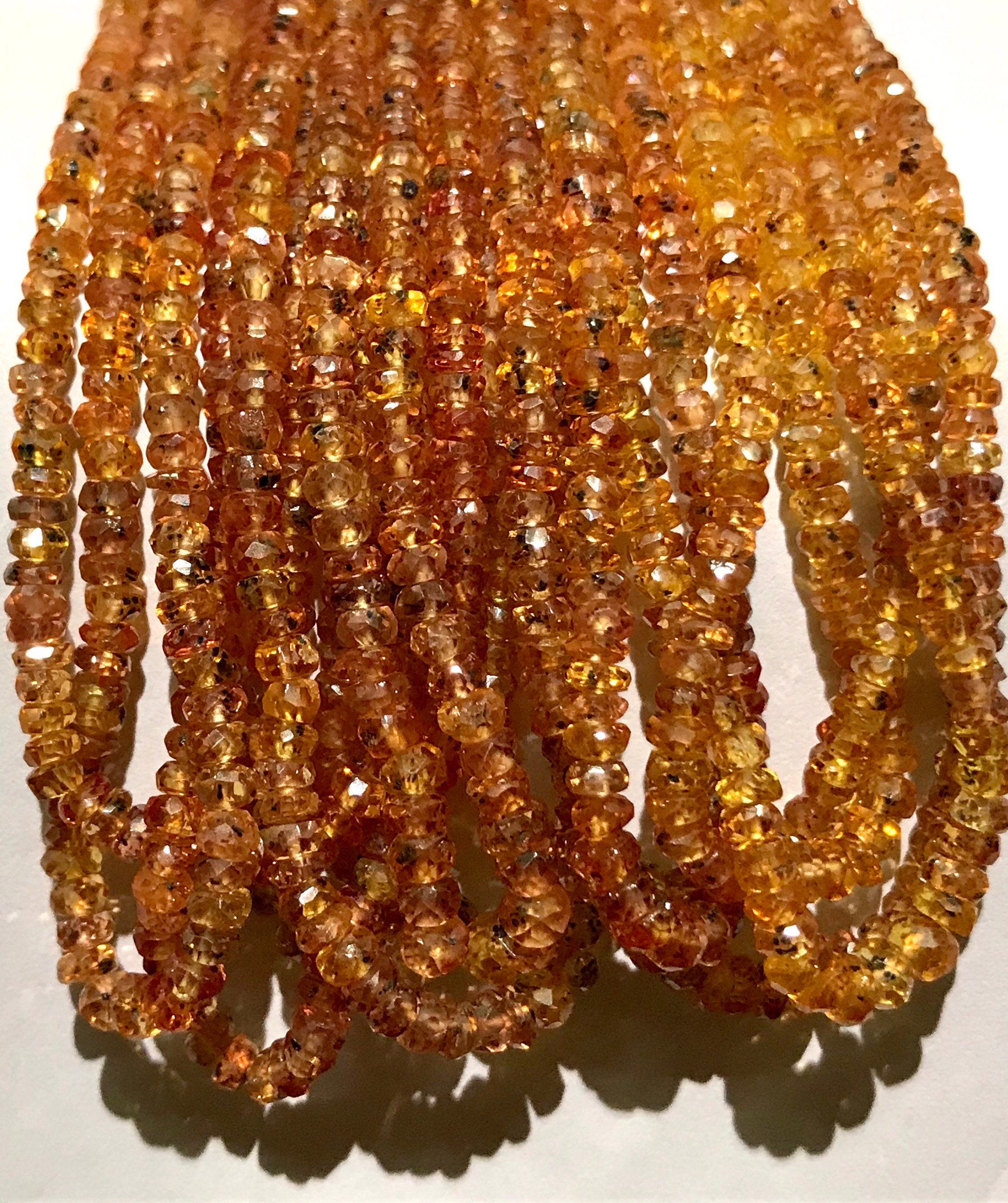 Aaa+ Very Rare~yellowish-orange Songea Sapphire Beads Yellow Sapphire Faceted Rondelle Beads 3-3.5mm Yellow Sapphire Gems Beads 16” Sapphire