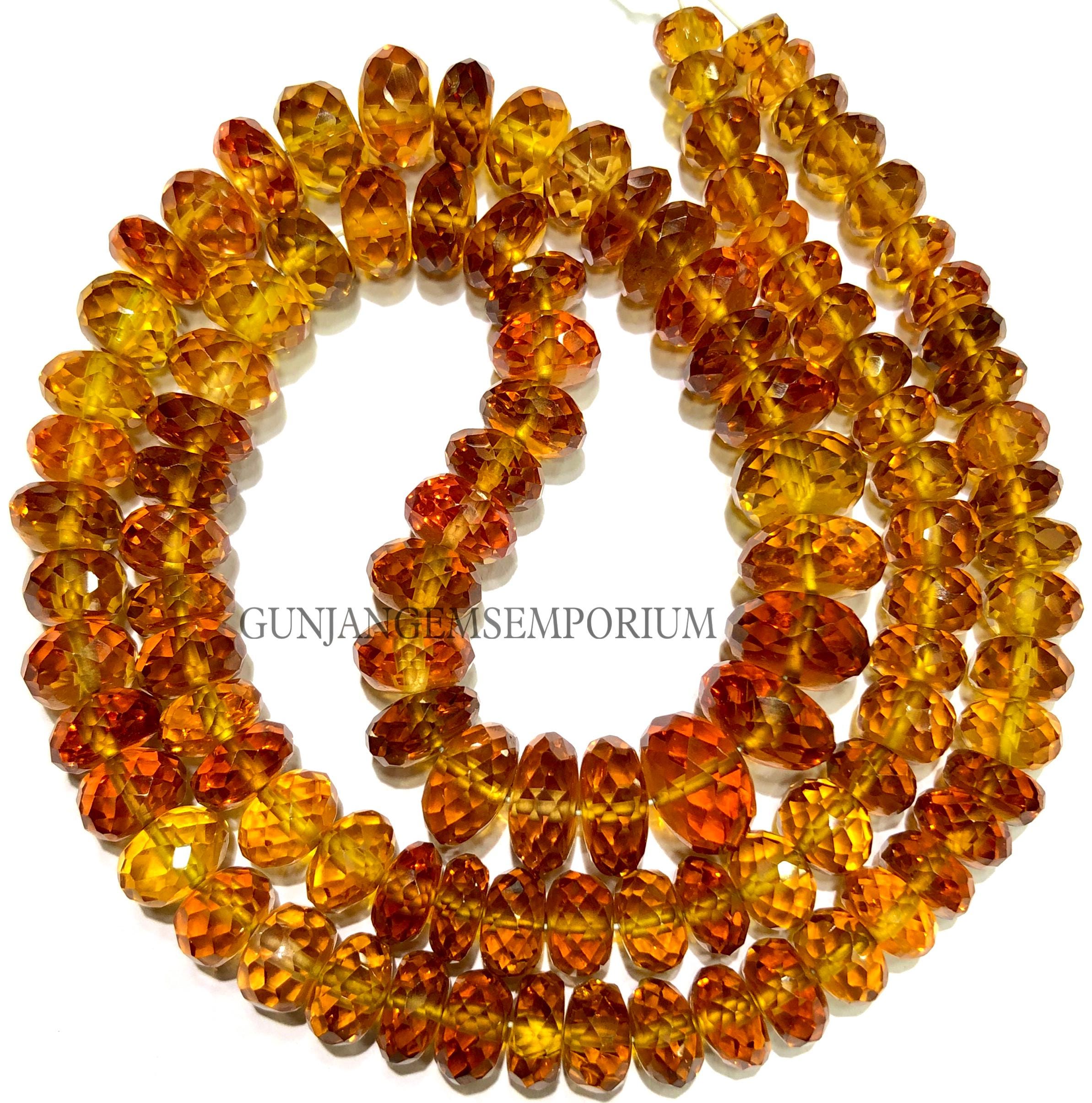 Aaaa++ Dense Yellow Padparadscha Sapphire Beads Rarest Yellow Sapphire Faceted Rondelle Beads 6/9mm Finest Cutting Sapphire Gemstone Jewelry
