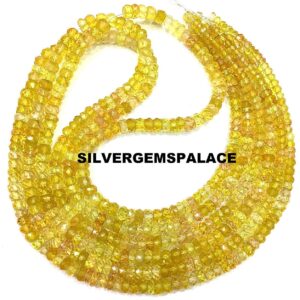 AAAA+ Songea Sapphire Rondelle Beads Strand Sparkle Yellow Sapphire Gemstone Beads 4/5mm Faceted Rondelle Beads String Sapphire Beads 18” AAAA+ Songea Sapphire Rondelle Beads Strand Sparkle Yellow Sapphire Gemstone Beads 4/5mm Faceted Rondelle Beads String Sapphire Beads 18”