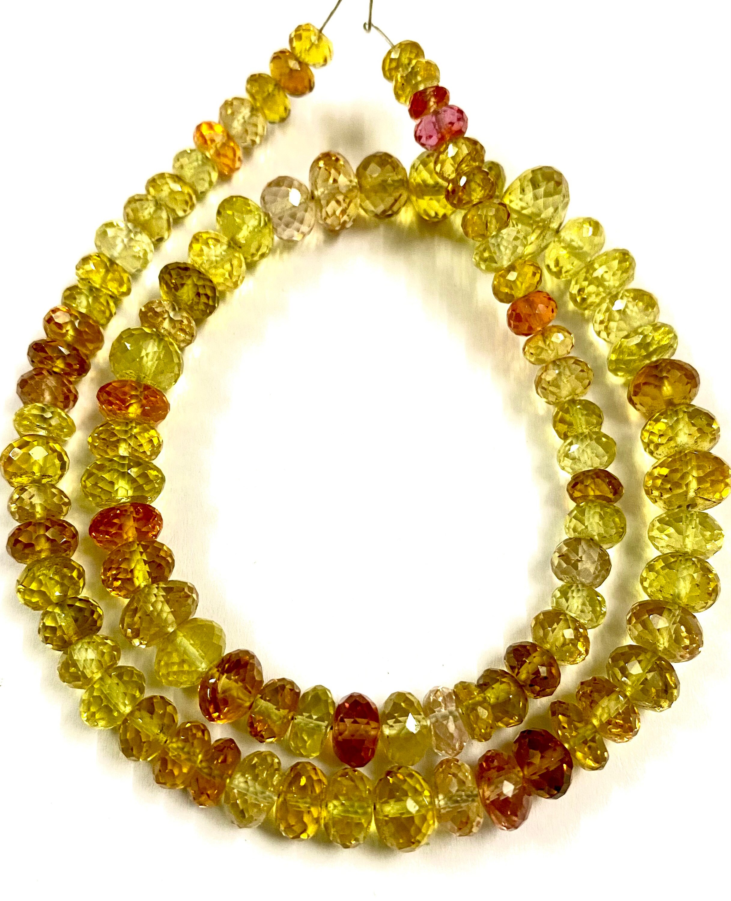 Aaaa+ Top Quality Yellow Sapphire Faceted Rondelle Beads Padparadscha Yellow Sapphire Beads Yellow Sapphire Rondelle Beads Yellow Sapphire