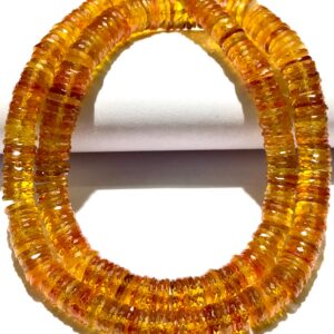 Extremely Gorgeous~AAAA+ Pinkish Yellow Sapphire Beads Natural Padparadscha Sapphire Faceted Tyre Beads Yellow Sapphire Rondelle Beads Jewel