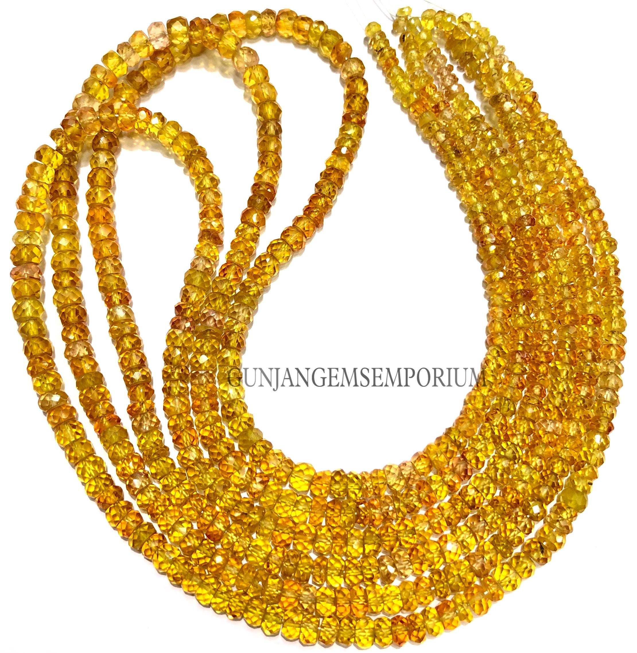 Extremely Rare Golden Sapphire Beads Aaaa+ Beautiful Golden Yellow Sapphire Gemstone Beads 4/5mm Faceted Sapphire Rondelle Beads Jewellery