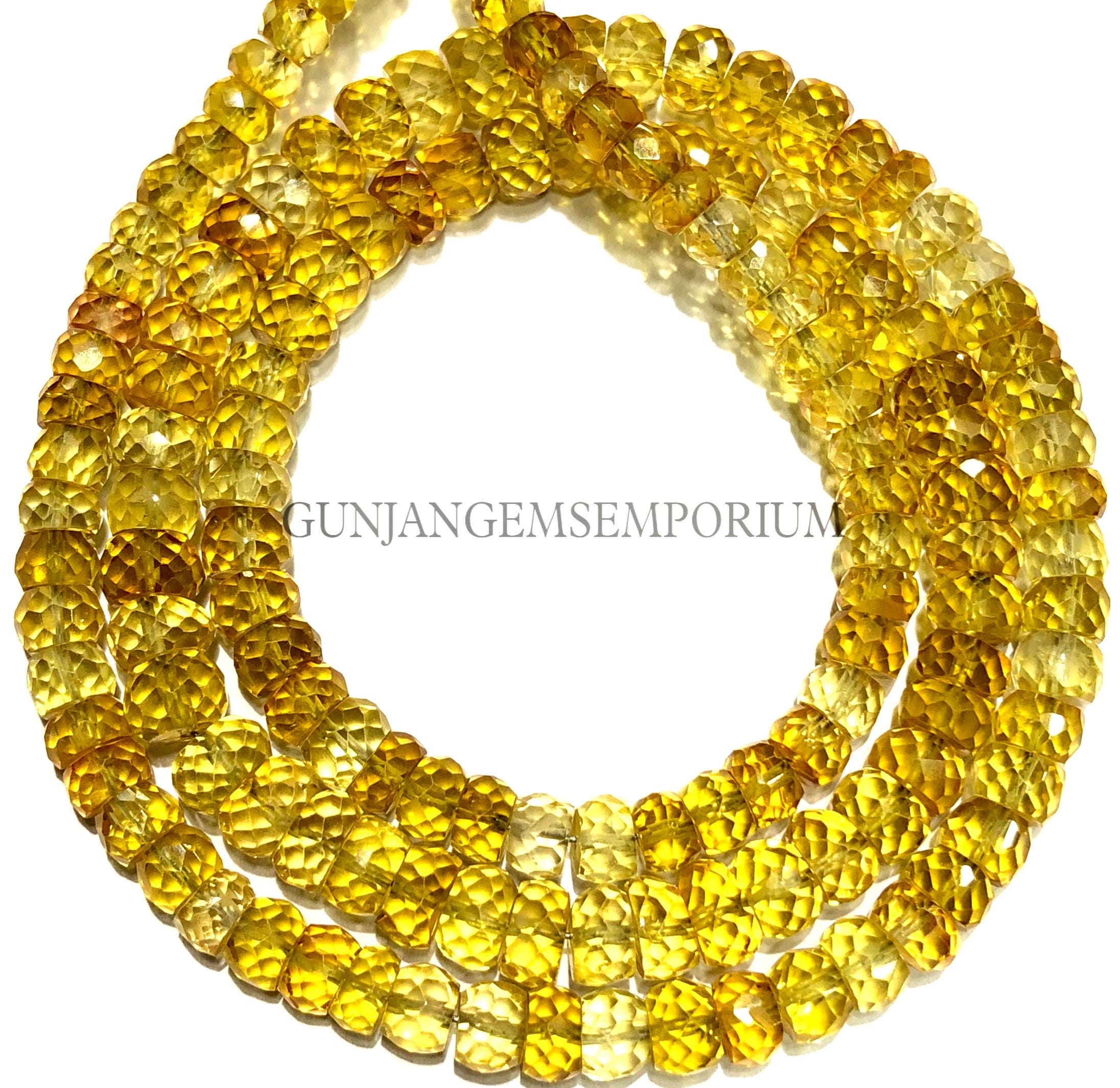 Yellow Sapphire Gemstone Beads Aaaa+ Grade Sparkling Padparadscha Yellow Sapphire Beads 5/6mm Sapphire Faceted Beads Sapphire Rondelle Beads