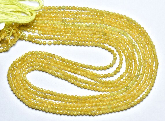 Micro Cut Yellow Sapphire Rondelle Beads - 13 Inches - Natural Beautiful Faceted Sapphire Rondelle - Size Is 2 Mm #2798 Micro Cut Yellow Sapphire Rondelle Beads - 13 Inches - Natural Beautiful Faceted Sapphire Rondelle - Size Is 2 Mm #2798