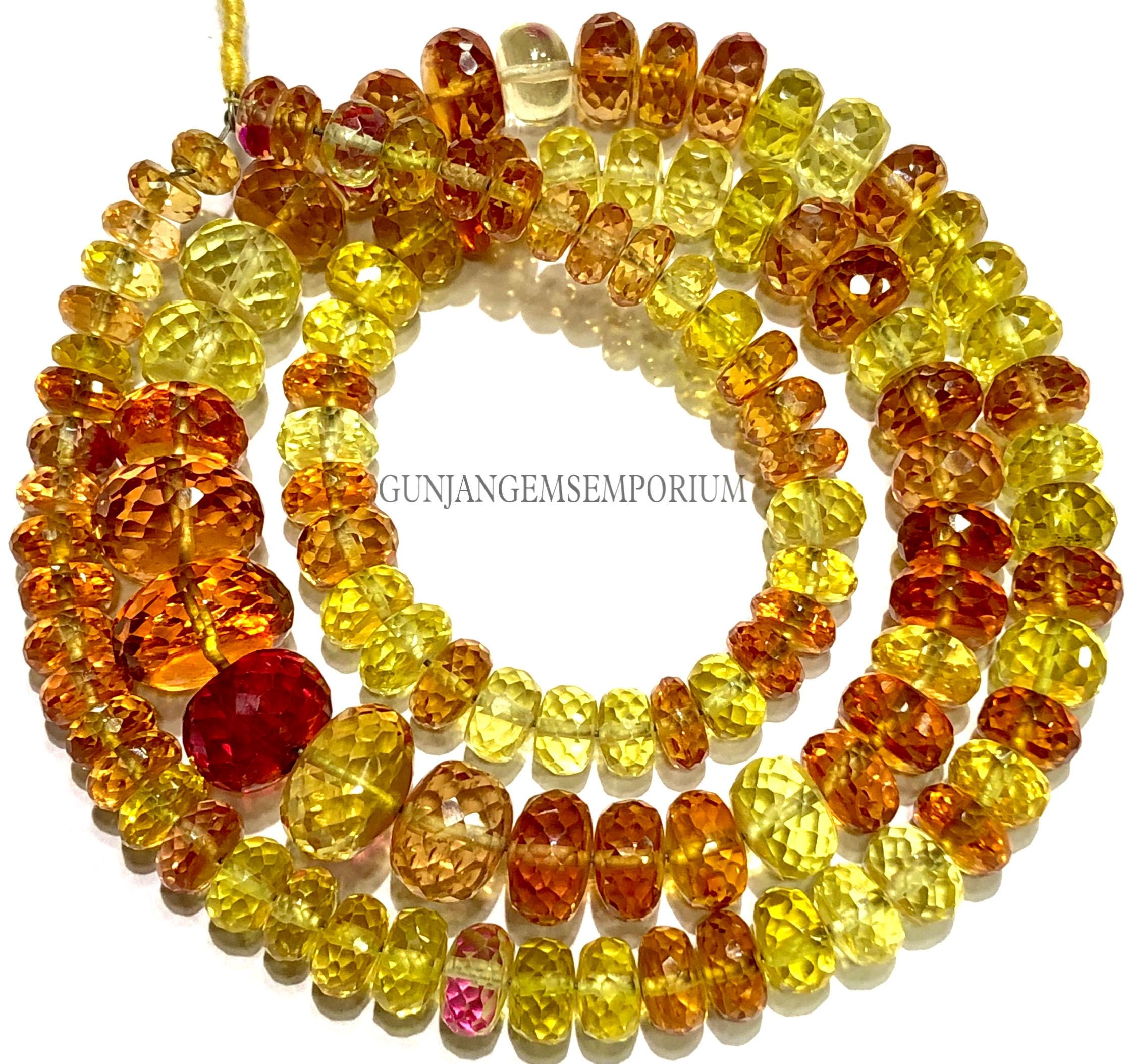 Mix Yellow Sapphire Beads With Padparadscha Sapphire Faceted Rondelle Beads Faceted Sapphire Rondelle 7/10mm Sapphire Gemstone Jewelry Beads Mix Yellow Sapphire Beads With Padparadscha Sapphire Faceted Rondelle Beads Faceted Sapphire Rondelle 7/10mm Sapphire Gemstone Jewelry Beads