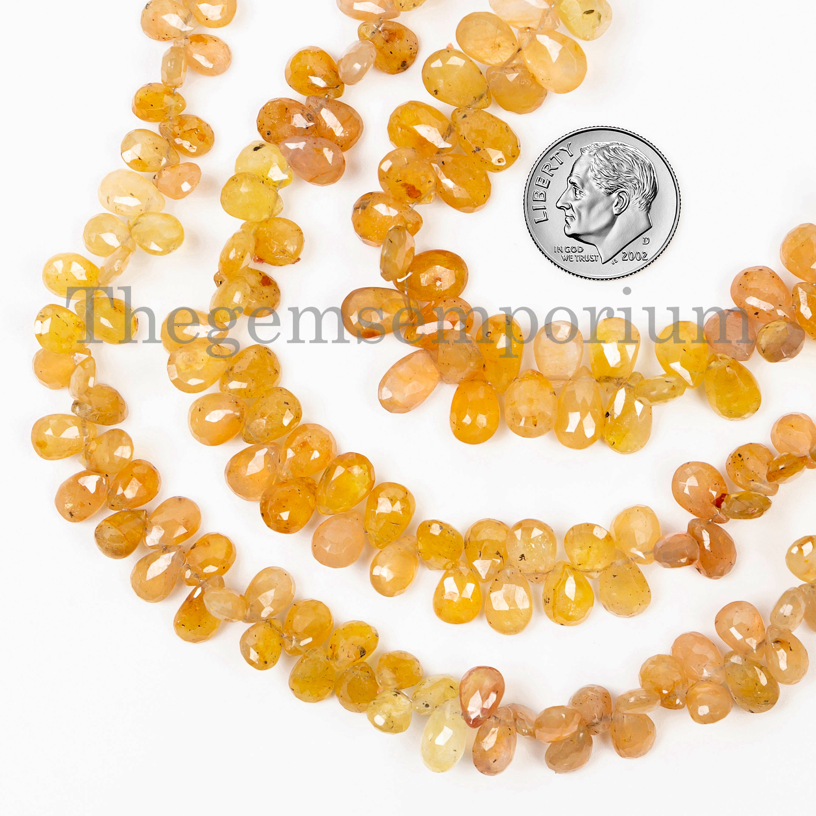 Natural Yellow Sapphire Faceted Pear Shape Beads, Pear Shape Gemstone Beads, Yellow Sapphire Beads, Loose Pear Gemstone Beads For Jewelry