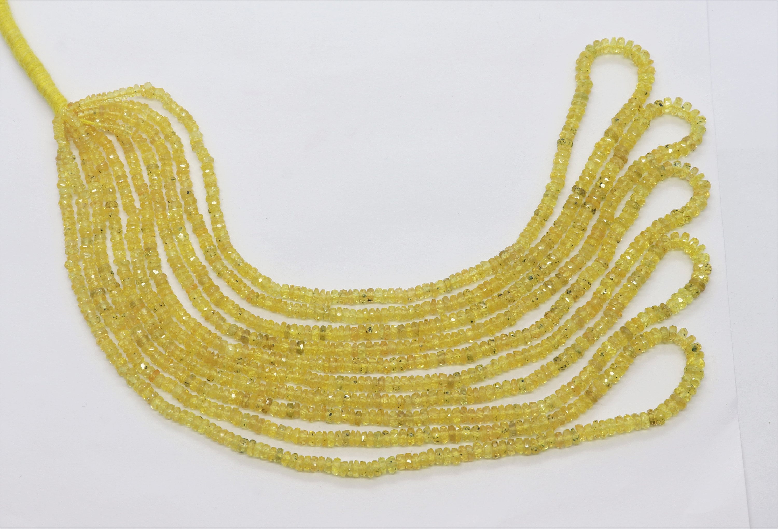 Natural Yellow Sapphire Faceted Rondelle Beads, Genuine Songea Sapphire Rondelle Beads, Deep Yellow Color 100%  Precious Gemstone Beads