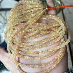 Natural Yellow Sapphire Faceted Shaped Rondelles Briolettes Beads, Size 3-4.5mm Natural Yellow Sapphire Faceted Shaped Rondelles Briolettes Beads, Size 3-4.5mm
