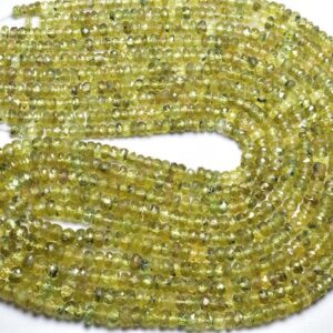 Rare Sapphire Bead Strand - 14 Inches - Very Rare Amazing Natural Bi Greenish Yellow Sapphire Micro Faceted Rondelle - Size Is 3-4 Mm #1514