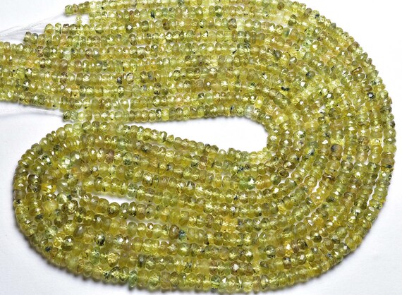 Rare Sapphire Bead Strand - 14 Inches - Very Rare Amazing Natural Bi Greenish Yellow Sapphire Micro Faceted Rondelle - Size Is 3-4 Mm #1514