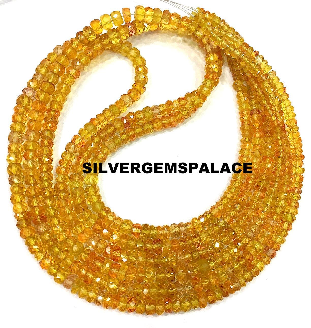 Rare Golden Yellow Sapphire Rondelle Beads String Sparkle Yellow Sapphire Gemstone Beads 4/5mm Faceted Beads Strand Sapphire Beads 18”