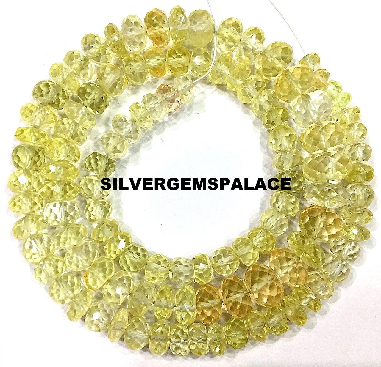 Rare Light Yellow Sapphire Faceted Beads Strand 5/8mm Graduated Rondelle Beads Faceted Sapphire Gemstone Beads Jewelry Making Rondelle Beads