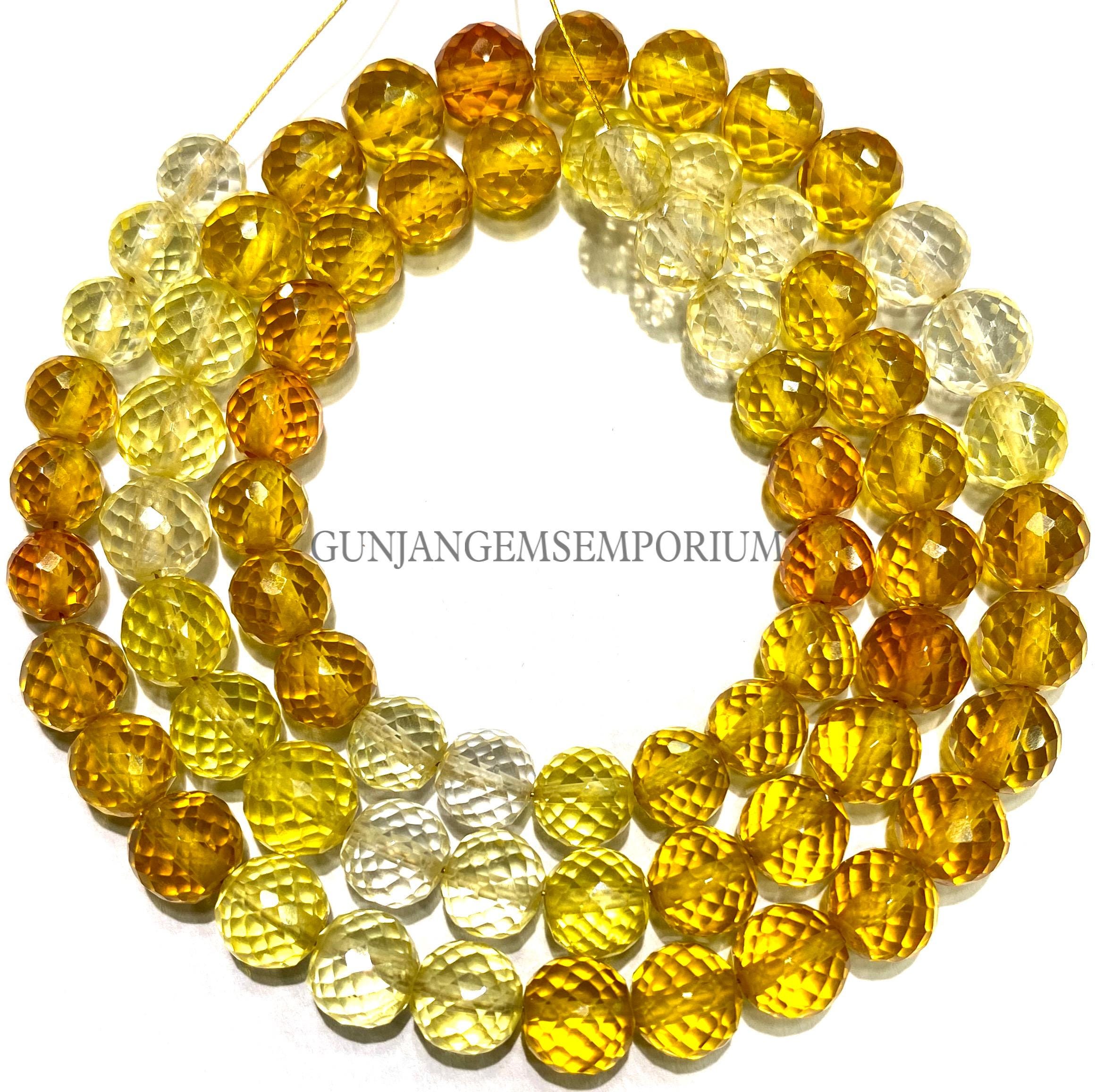 Shaded Yellow Sapphire Faceted Round Beads 6-7mm Sapphire Beads Transparent Aaaa Quality Faceted Beads Light To Dark Sapphire Sphere Beads