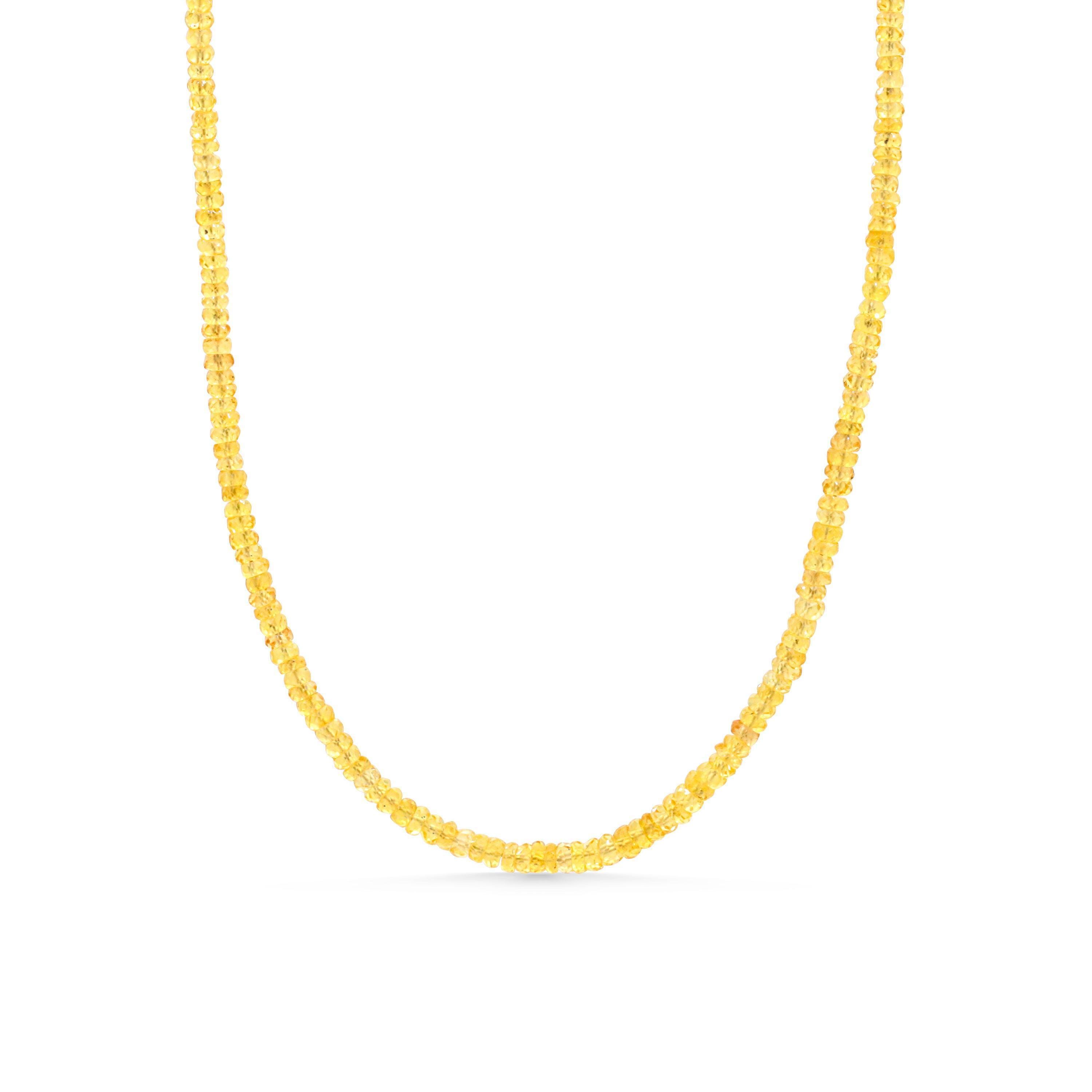 14k Gold Yellow Sapphire Necklace | Yellow Beaded Sapphire Necklace | [enym1545] Natural Sapphire Necklace | Yellow Sapphire