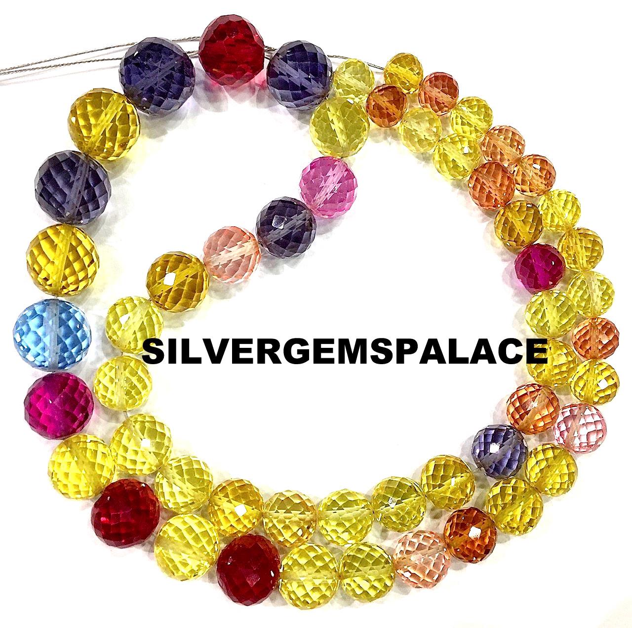 Aaaa+ Rare Yellow Sapphire Faceted Round Ball Beads 7-11mm Mix Yellow Sapphire Gemstone Beads Multi Beads Necklace Sparkling Gemstone 18”