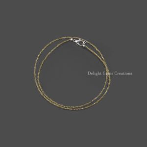 Yellow Sapphire Beaded Necklace, 2mm Faceted Gemstone, Minimalist Style Yellow Sapphire Beaded Necklace, 2mm Faceted Gemstone, Minimalist Style