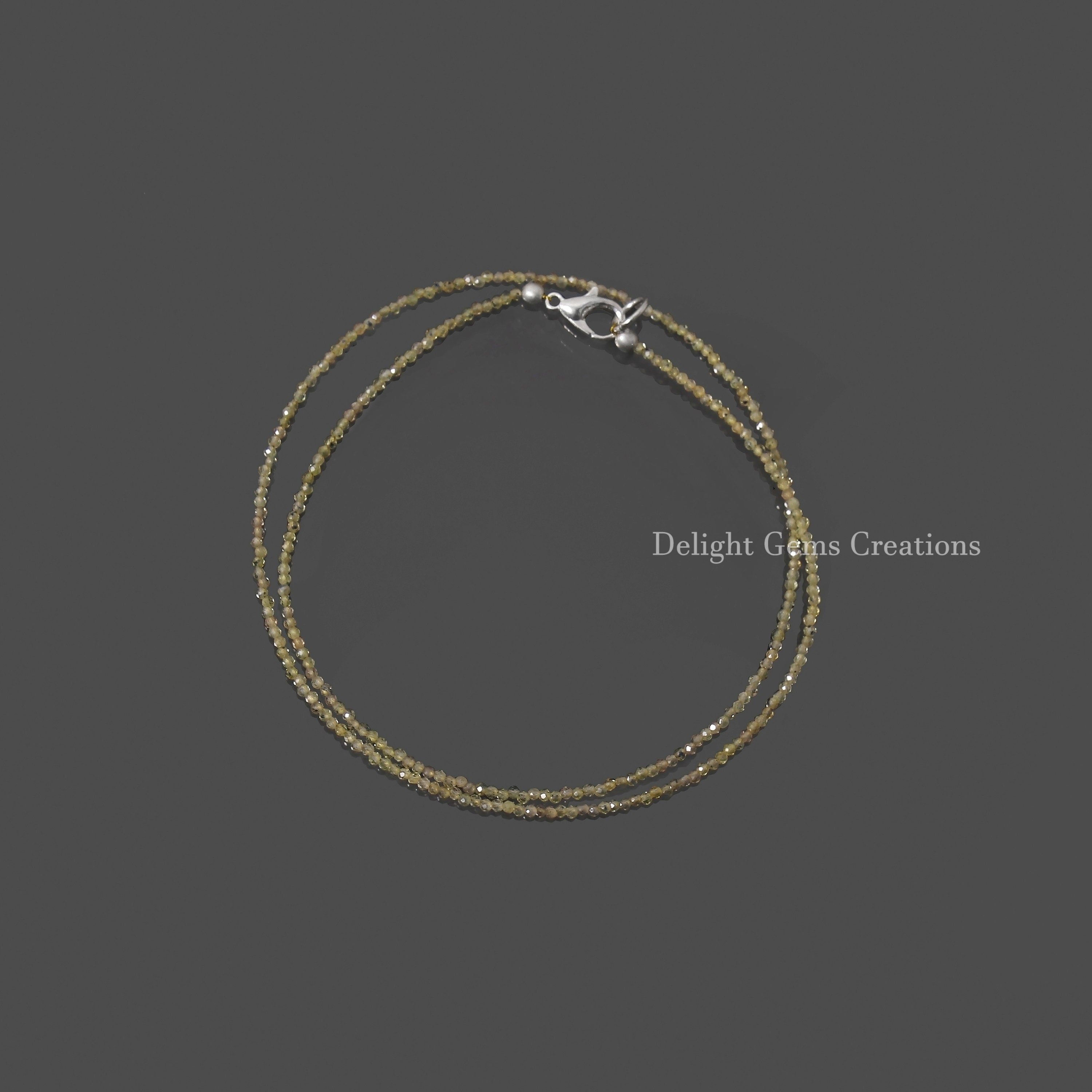 Yellow Sapphire Beaded Necklace, 2mm Faceted Gemstone, Minimalist Style Yellow Sapphire Beaded Necklace, 2mm Faceted Gemstone, Minimalist Style