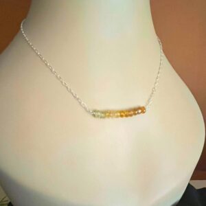 Yellow Sapphire Gemstone Bar Necklace: Sterling Silver, AAA Grade Yellow Sapphire Gemstone Bar Necklace: Sterling Silver, AAA Grade