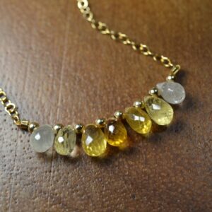 Yellow Sapphire Necklace In Sterling Silver, 14k Gold // September Birthstone // 5th Anniversary // Sapphire Briolette // Dainty Sapphire