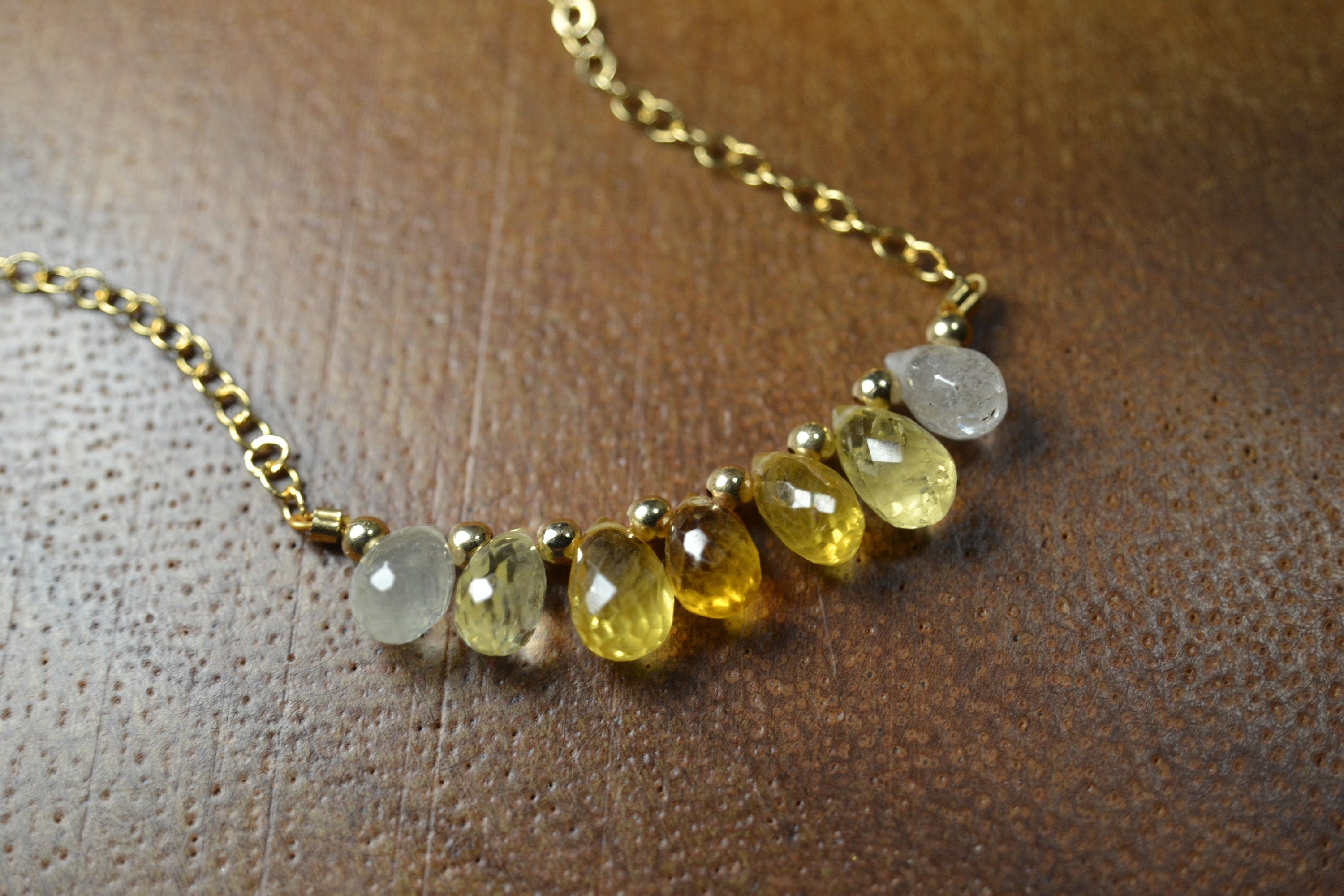 Yellow Sapphire Necklace In Sterling Silver, 14k Gold // September Birthstone // 5th Anniversary // Sapphire Briolette // Dainty Sapphire
