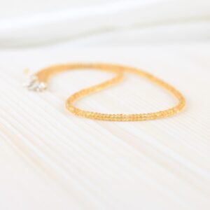 Yellow Sapphire Necklace In Sterling Silver, Gold Or Rose Gold Filled, Dainty Aaa Gemstone Choker With Tiny 2.3 To 2.5mm Faceted Beads Yellow Sapphire Necklace In Sterling Silver, Gold Or Rose Gold Filled, Dainty Aaa Gemstone Choker With Tiny 2.3 To 2.5mm Faceted Beads
