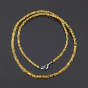 Natural Yellow Sapphire beaded necklace-2.5mm-4.5mm faceted rondelle gemstone necklace sapphire silver jewelry-bridesmaid gifts- gift her
