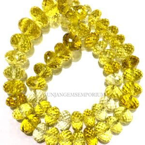 Rare Yellow Sapphire Rondelles Aaaa++ Quality Yellow Sapphire Faceted Rondelle Beads 8-11mm Sapphire Gemstone Beaded Necklace Christmas Gift