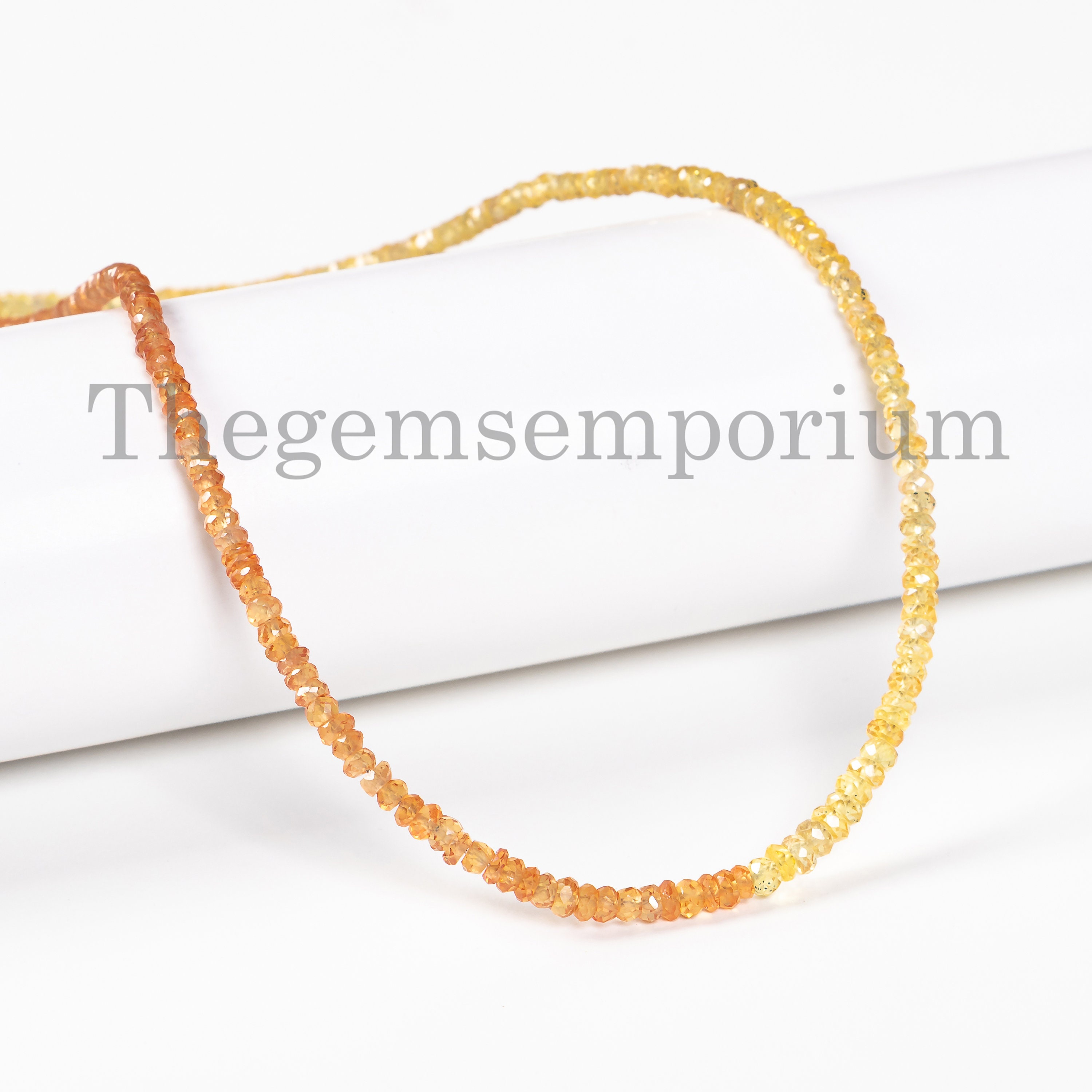 2.50-3.25 Mm Yellow Sapphire Beads Necklace, Sapphire Faceted Rondelle Necklace, Yellow Sapphire Briolette Necklace, Affordable Necklace