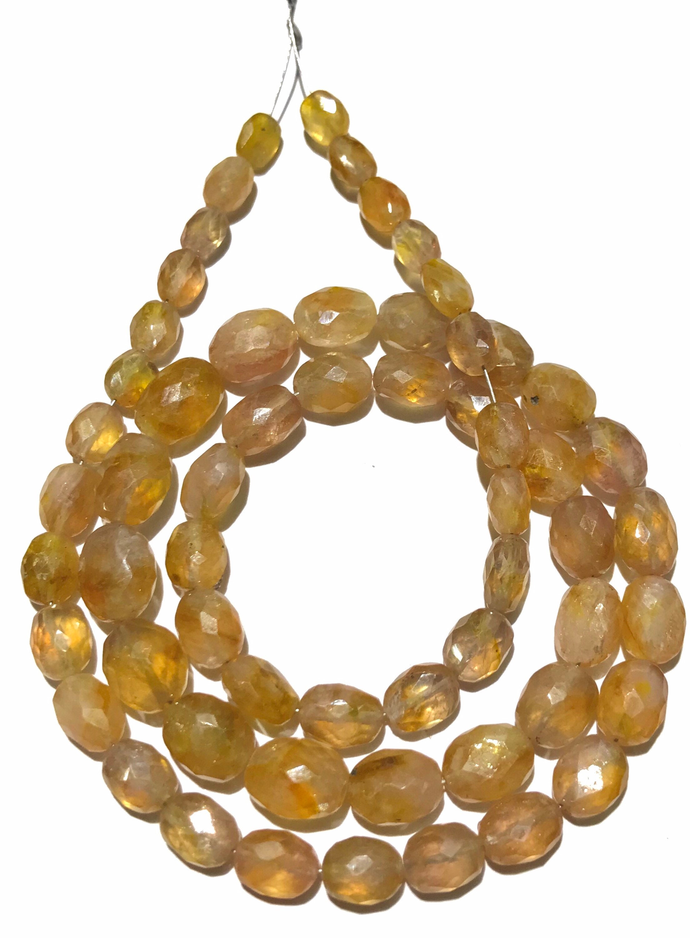 Aaa+ Yellow Sapphire Faceted Oval Beads Natural Mined Yellow Sapphire Faceted Ovals 5mm-7mm 6mm-9mm W-h 18” Yellow Sapphire Gemstone Beads