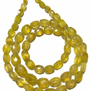AAA+ Yellow Sapphire Faceted Oval Beads Natural Mined Yellow Sapphire Faceted Ovals 5mm-7mm 6mm-9mm W-H 18” Yellow Sapphire Gemstone Beads