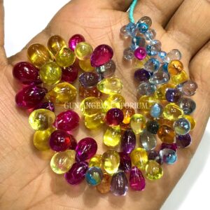 Aaa+ Smooth Yellow Sapphire Briolette Side Drilled Sapphire Teardrops Beads Hand Polished Multi Sapphire Gemstone Beads 9” Bracelet Beads Aaa+ Smooth Yellow Sapphire Briolette Side Drilled Sapphire Teardrops Beads Hand Polished Multi Sapphire Gemstone Beads 9” Bracelet Beads