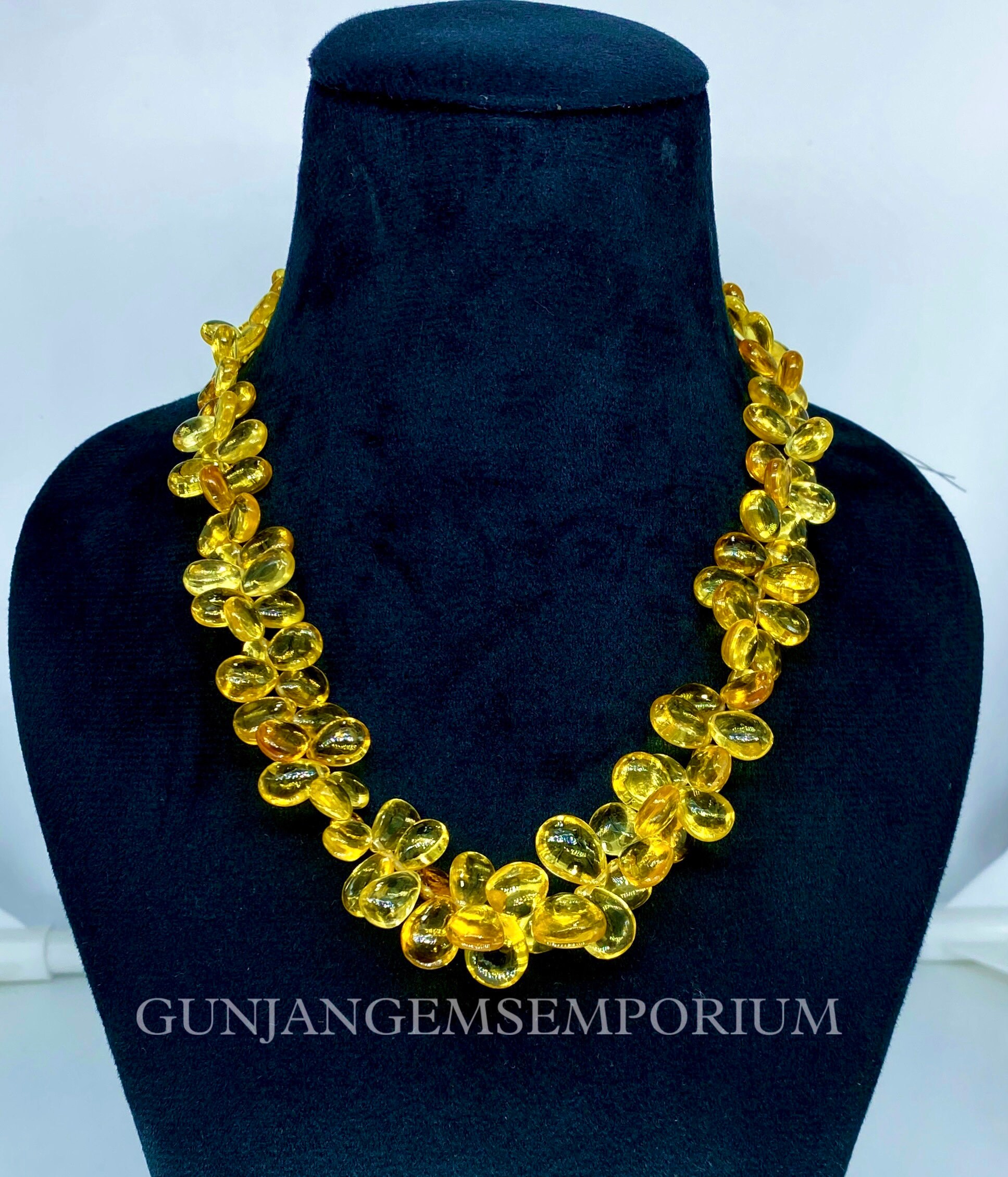 Aaa+ Quality~so Beautiful Yellow Sapphire Briollete Sapphire Peardrops Rare Sapphire Smooth Almonds Sapphire Necklace Sapphire Jewelry Gifts