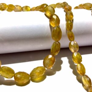 AAA+ Yellow Sapphire Faceted Oval Beads Natural Mined Yellow Sapphire Faceted Ovals 5mm-7mm 6mm-9mm W-H 18” Yellow Sapphire Gemstone Beads