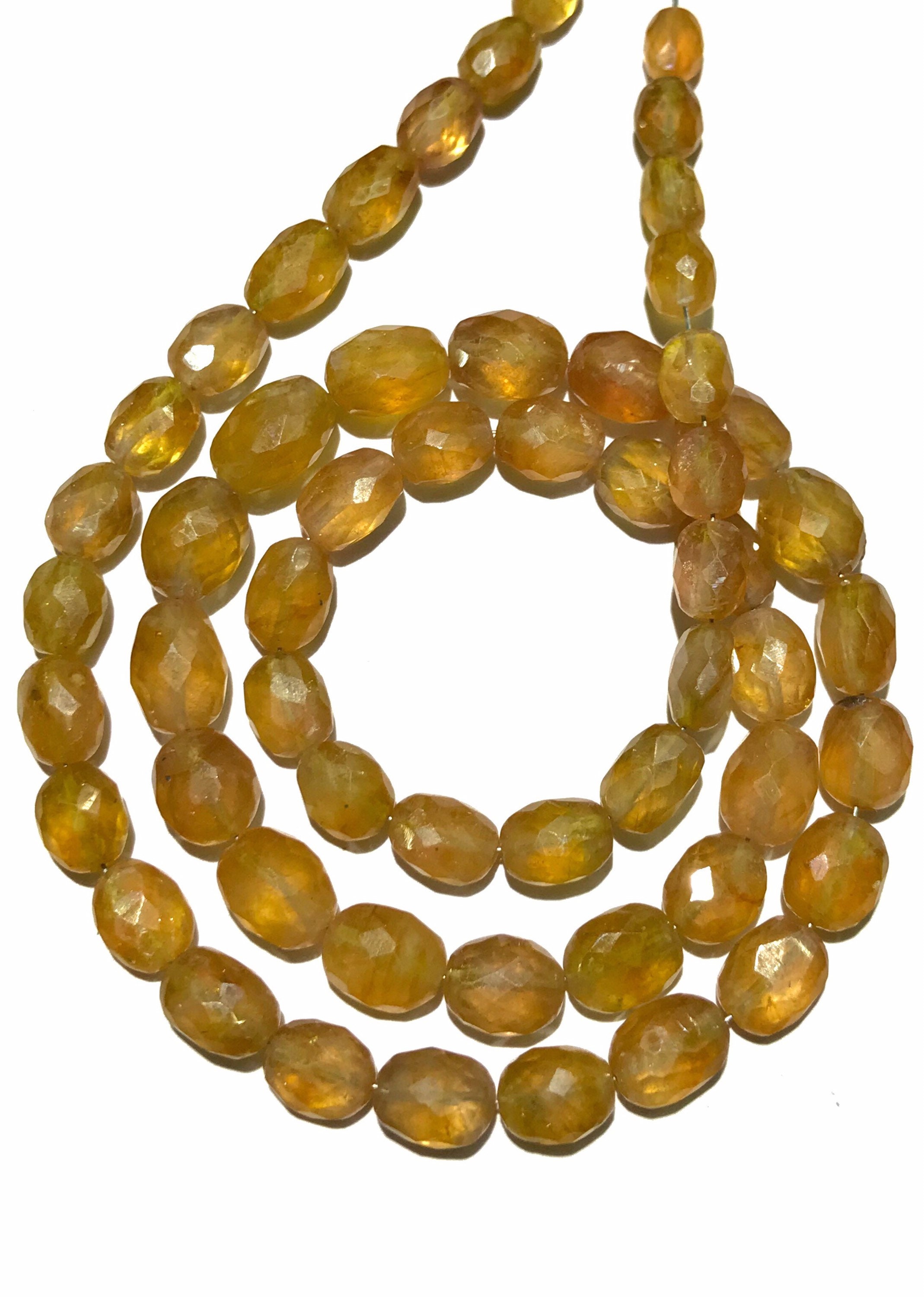 Aaa+ Yellow Sapphire Faceted Oval Beads Natural Mined Yellow Sapphire Faceted Ovals 5mm-7mm 6mm-9mm W-h 18” Yellow Sapphire Gemstone Beads