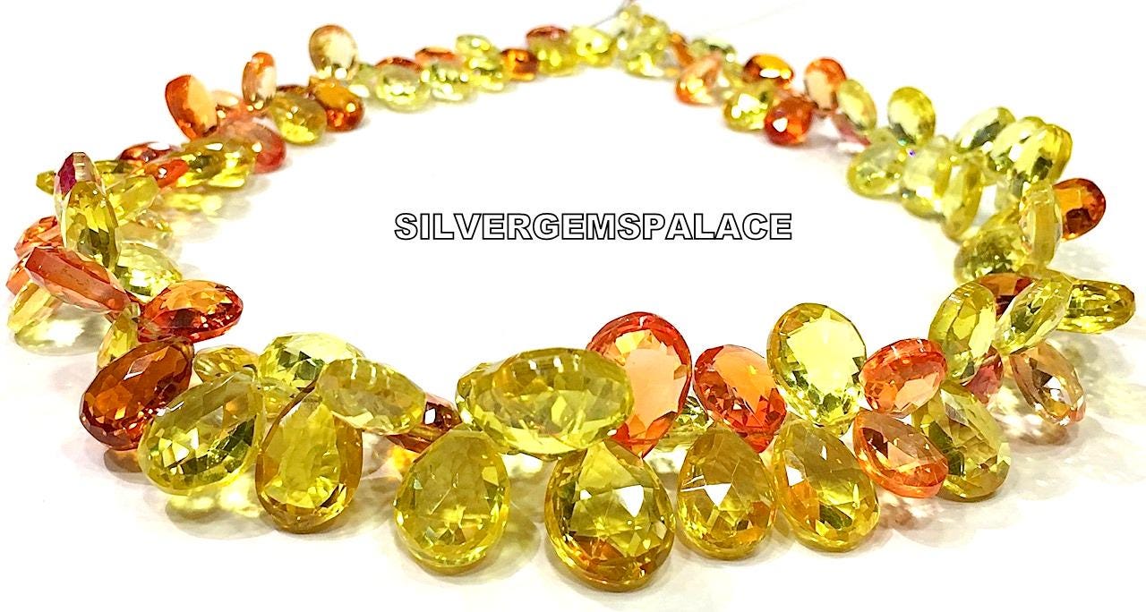 Aaaa+ Rare Yellow Sapphire Faceted Pear Beads Yellow Sapphire Beads Wholesale Sapphire Beads Briolettes Precious Gemstone Beads Sparkles.