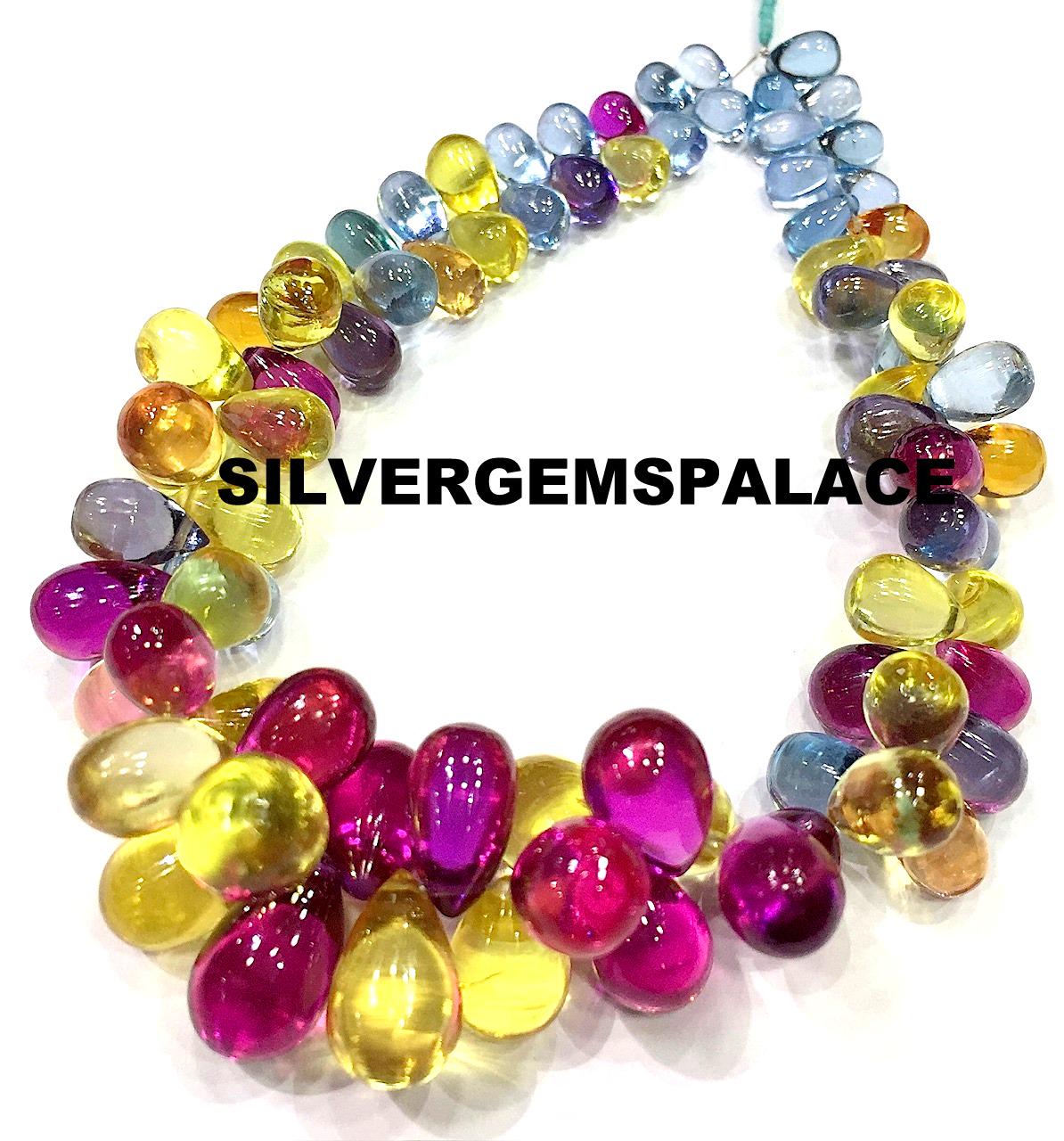 Aaaa+ Yellow Sapphire Drops Briolettes Smooth Teardrop Beads Polished Gemstone Beads Multi Sapphire Drops Beads Jewelry Making Drops 9”