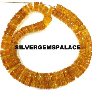 AAAA+ Padparadscha Yellow Sapphire Faceted Gemstone Beads Sapphire Tyre Cut Beads Sapphire Heishi Cut Beads 7/9mm Graduated Necklace 17” AAAA+ Padparadscha Yellow Sapphire Faceted Gemstone Beads Sapphire Tyre Cut Beads Sapphire Heishi Cut Beads 7/9mm Graduated Necklace 17”