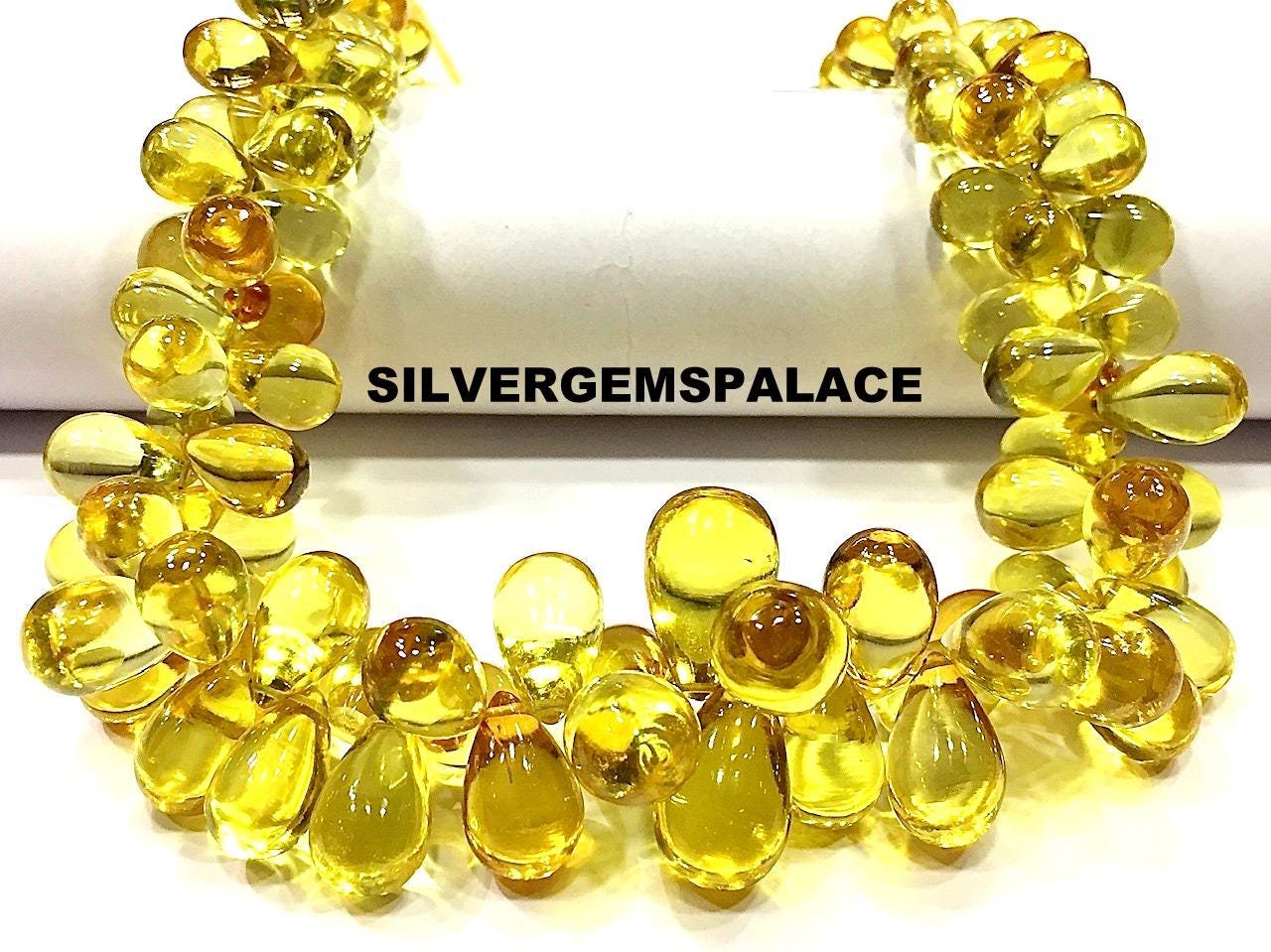Aaaa+ Rare Yellow Sapphire Smooth Drops Briolettes Yellow Sapphire Drops Beads Smooth Yellow Sapphire Gemstone Beads Jewelry Making Beads.