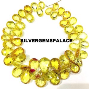 AAAA+ Rare Yellow Sapphire Faceted Briolettes,Yellow Sapphire Gemstone Beads,Yellow Sapphire Beads Strand Jewelry Making Pear Beads 6” AAAA+ Rare Yellow Sapphire Faceted Briolettes,Yellow Sapphire Gemstone Beads,Yellow Sapphire Beads Strand Jewelry Making Pear Beads 6”