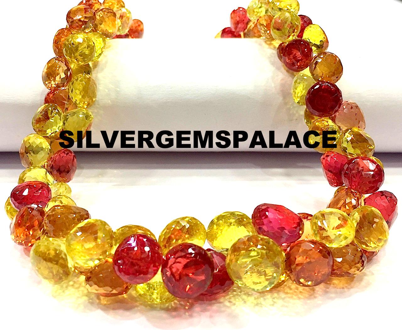 Aaaa+ Rare Yellow Sapphire Faceted Onion Beads Sapphire Faceted Briolettes Large Stone Briolettes Yellow Sapphire Gemstone Sparkle Beads 14”