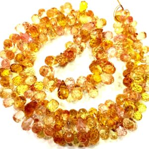 Extremely Beautiful~Rare Padparadscha Sapphire Faceted Teardrop Beads Peach Yellow Sapphire Drops Briolettes Sapphire Gemstone Beads Strand. Extremely Beautiful~Rare Padparadscha Sapphire Faceted Teardrop Beads Peach Yellow Sapphire Drops Briolettes Sapphire Gemstone Beads Strand.