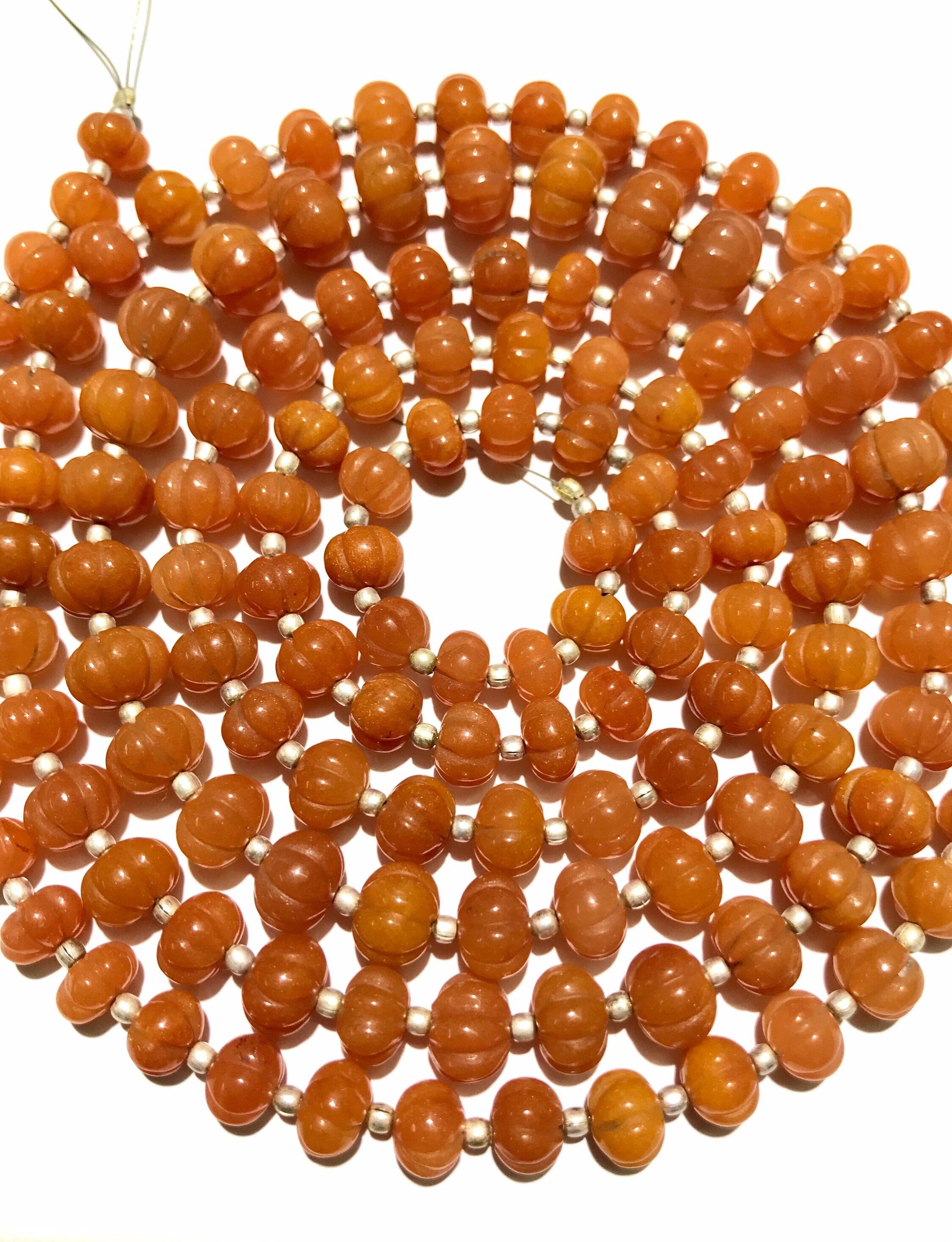 Extremely Beautiful~~mud-yellow Sapphire Carved Melon Shape Beads 46 Inch Long Yellow Sapphire Carving Beads Wonder Yellow Sapphire Gem Bead
