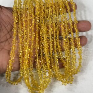 Yellow Sapphire Faceted Teardrop Beads: Sri Lanka Gemstone (3mm, 17 inch) Yellow Sapphire Faceted Teardrop Beads: Sri Lanka Gemstone (3mm, 17 inch)
