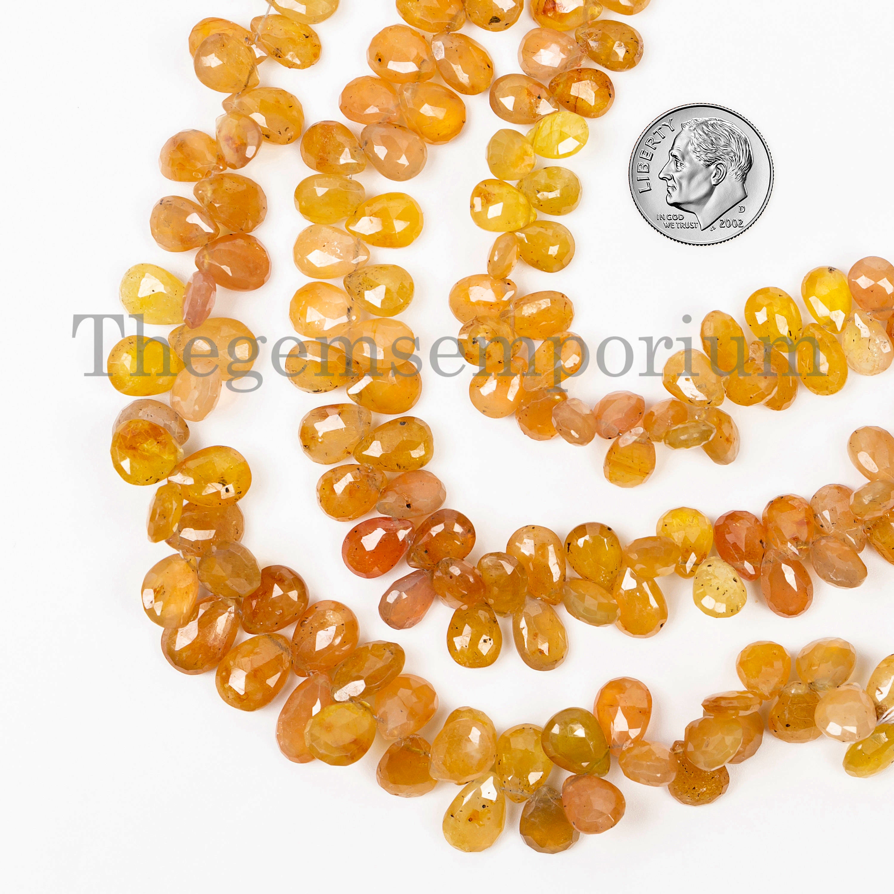 Faceted Pear Shape Yellow Sapphire Beads, Pear Shape Gemstone Beads, Natural Yellow Sapphire Beads, Loose Pear Beads For Wholesale Jewelry