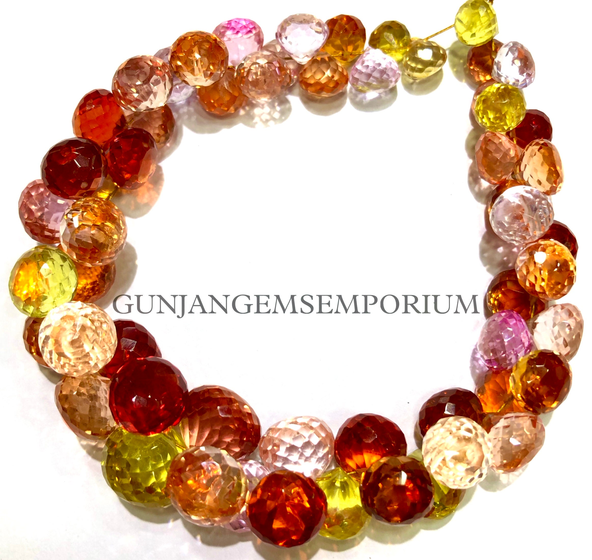 Gorgeous~~aaa+ Orange Padparadscha Sapphire Onions Sapphire Faceted Onion Beads Faceted Sapphire Beads Yellow Sapphire Gemstone 8” Bracelet
