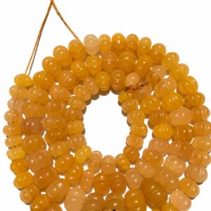 Gorgeous~Yellow Wonder Sapphire Melon Shape Beads Yellow Sapphire Stone Carved Pumpkin Beads Very Rare Wonder Yellow Sapphire 24 Inch Beads